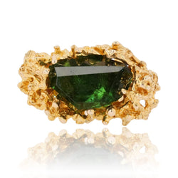 Bague tourmaline brute en or jaune - Castafiore