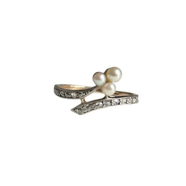 Bague trèfle en or jaune, argent et diamants - Castafiore