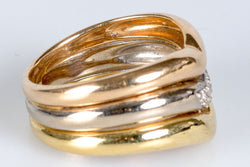 Bague Tricolore 18 carats ornés de diamants - Castafiore