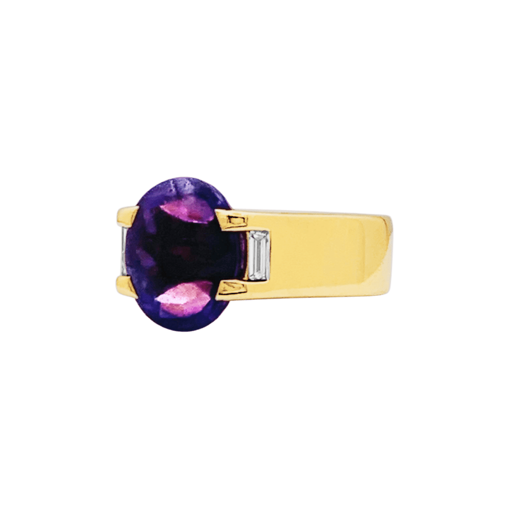 Bague Trilogie CARTIER en or jaune, améthyste et diamants - Castafiore
