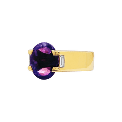Bague Trilogie CARTIER en or jaune, améthyste et diamants - Castafiore
