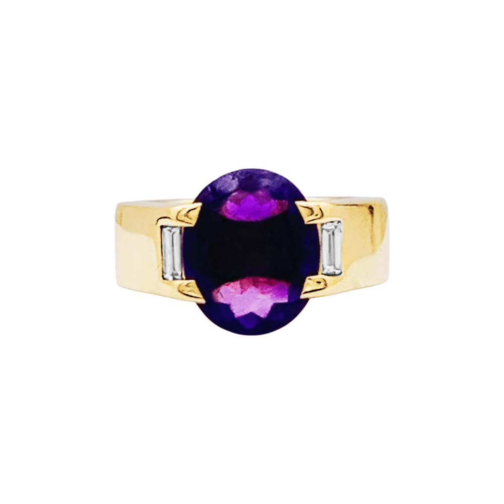 Bague Trilogie CARTIER en or jaune, améthyste et diamants - Castafiore
