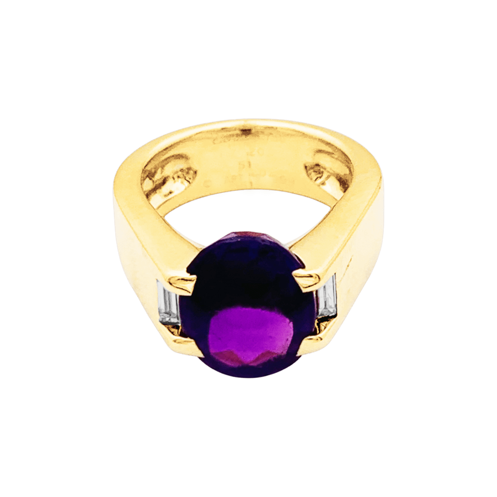 Bague Trilogie CARTIER en or jaune, améthyste et diamants - Castafiore