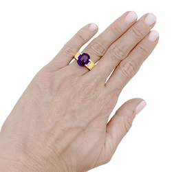 Bague Trilogie CARTIER en or jaune, améthyste et diamants - Castafiore