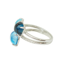 Bague Trilogie en or blanc, aigue-marine, topazes et diamants - Castafiore