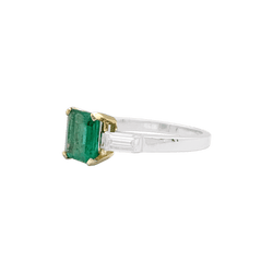 Bague Trilogie en or blanc, or jaune, émeraude et diamants - Castafiore