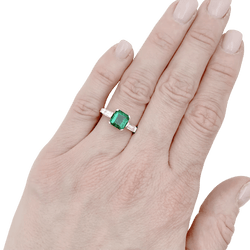 Bague Trilogie en or blanc, or jaune, émeraude et diamants - Castafiore