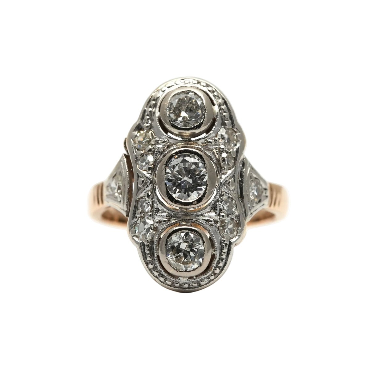 Bague Trilogie en or blanc, or jaune et diamants - Castafiore