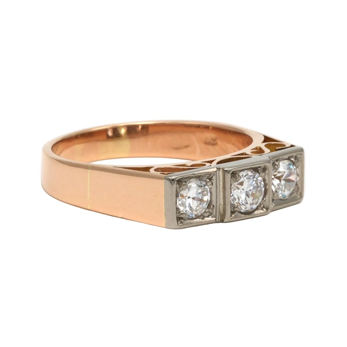 Bague Trilogie en or blanc, or jaune et diamants - Castafiore