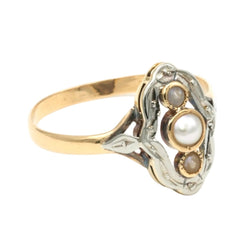 Bague Trilogie en or blanc, or jaune et perles - Castafiore