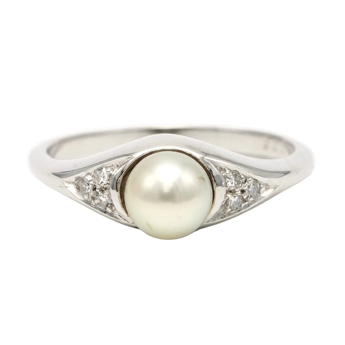 Bague Trilogie en or blanc, perle et diamants - Castafiore