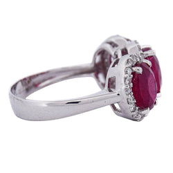 Bague Trilogie en or blanc, rubis et diamants - Castafiore