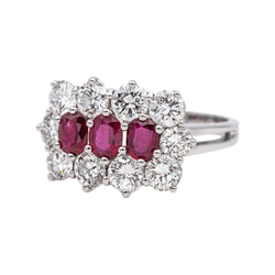 Bague Trilogie en or blanc, rubis et diamants - Castafiore