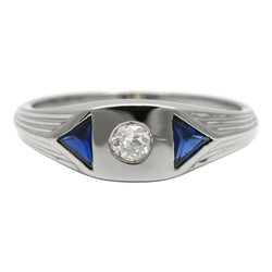 Bague Trilogie en or blanc, saphirs et diamant - Castafiore