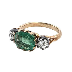 Bague Trilogie en or jaune, émeraude et diamants - Castafiore