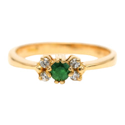 Bague Trilogie en or jaune, émeraude et diamants - Castafiore