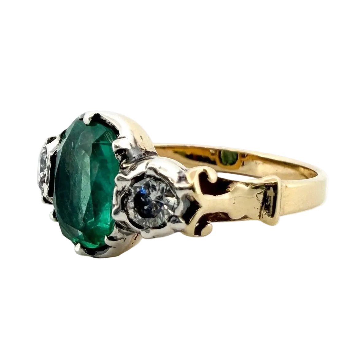 Bague Trilogie en or jaune, émeraude et diamants - Castafiore