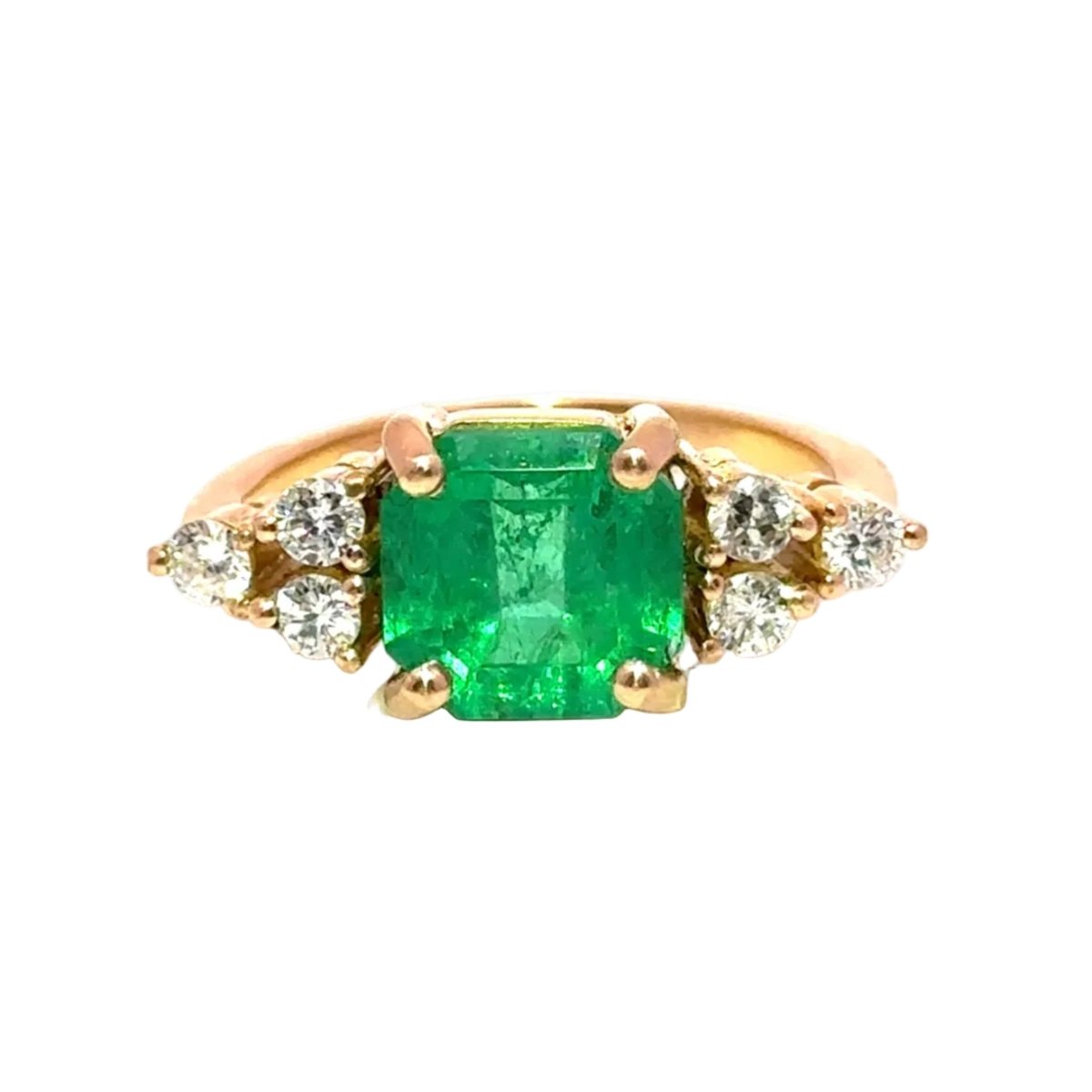 Bague Trilogie en or jaune, émeraude et diamants - Castafiore