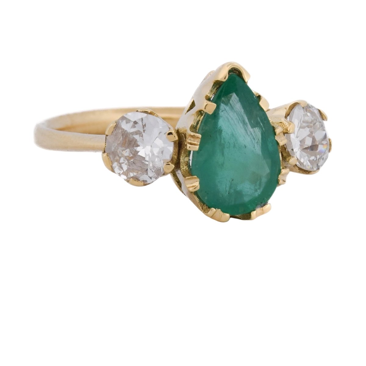 Bague Trilogie en or jaune, émeraude et diamants - Castafiore