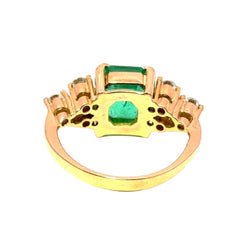 Bague Trilogie en or jaune, émeraude et diamants - Castafiore