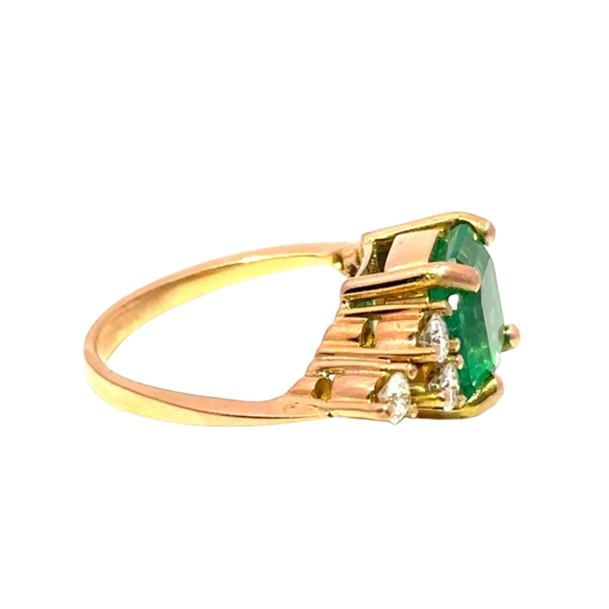 Bague Trilogie en or jaune, émeraude et diamants - Castafiore