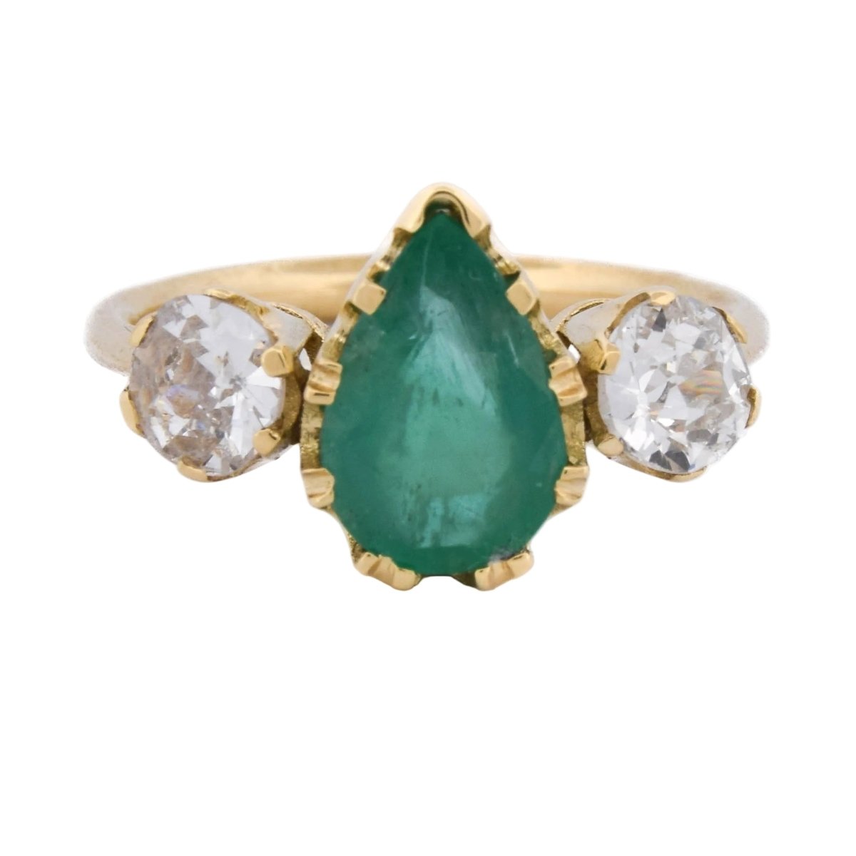 Bague Trilogie en or jaune, émeraude et diamants - Castafiore