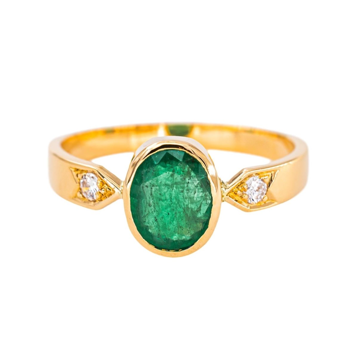 Bague Trilogie en or jaune, émeraude et diamants - Castafiore