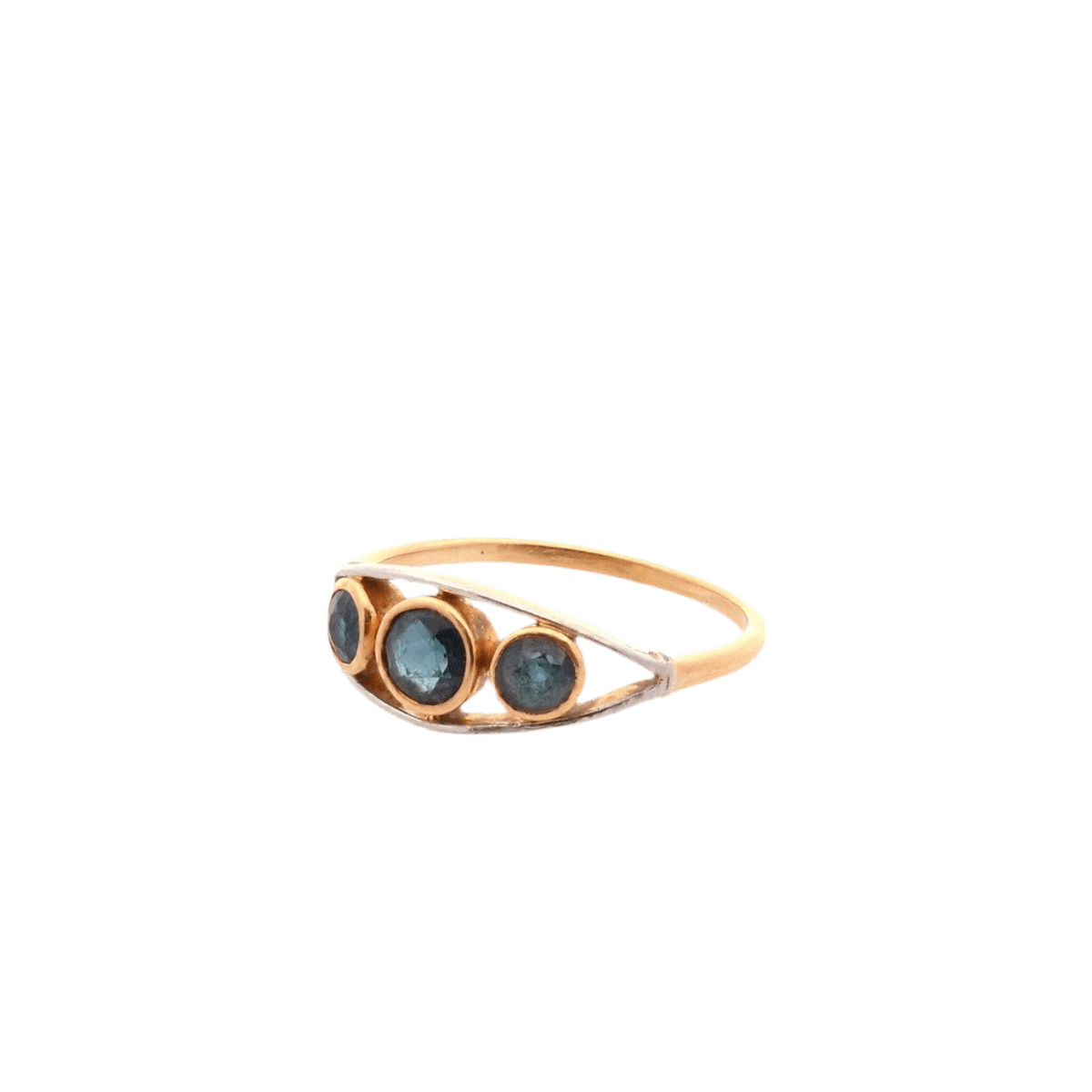 Bague Trilogie en or jaune et saphirs - Castafiore
