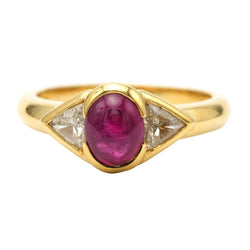 Bague Trilogie en or jaune, rubis et diamants - Castafiore