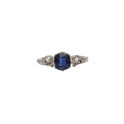 Bague Trilogie en or jaune, saphir et diamants - Castafiore