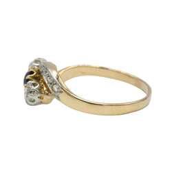 Bague Trilogie en or jaune, saphir et diamants - Castafiore