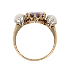 Bague Trilogie en or jaune, saphir et perles - Castafiore