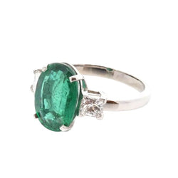 Bague Trilogie en platine, émeraude et diamants - Castafiore