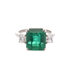 Bague Trilogie en platine, émeraudes, et diamants - Castafiore