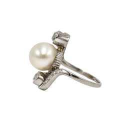 Bague Trilogie en platine, perle et diamants - Castafiore