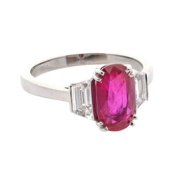 Bague Trilogie en platine, rubis et diamants - Castafiore