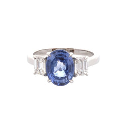 Bague Trilogie en platine, saphir et diamants - Castafiore