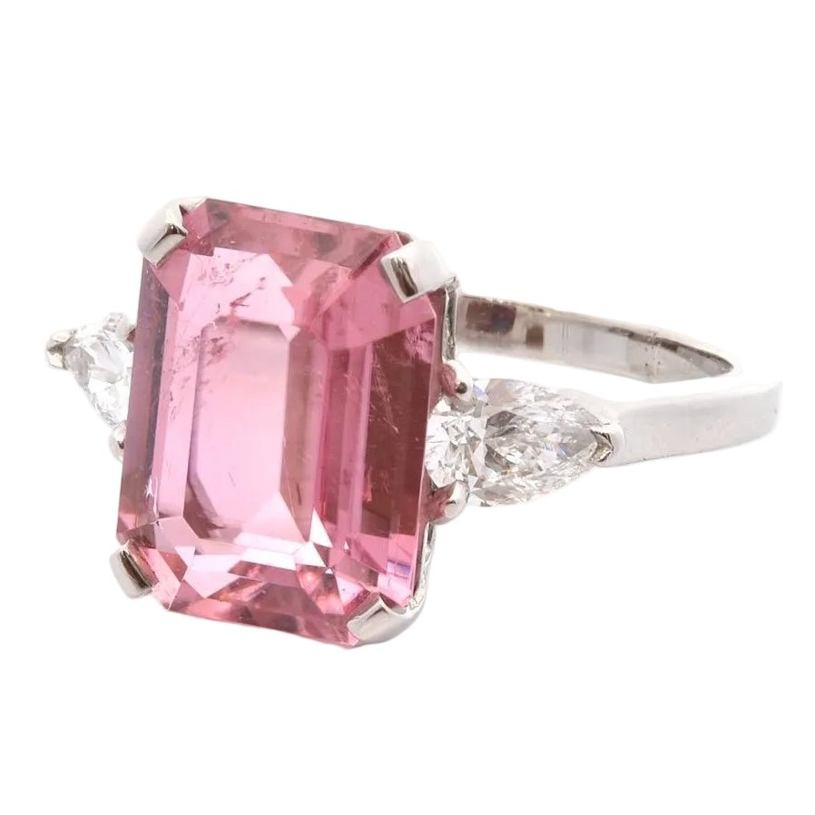 Bague Trilogie en platine, tourmaline et diamants - Castafiore