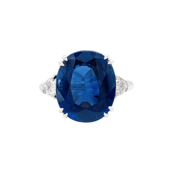 Bague Trilogie HARRY WINSTON en platine, saphir et diamants - Castafiore