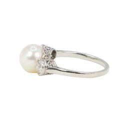 Bague trilogie platine perle diamants - Castafiore
