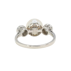 Bague trilogie platine perle diamants - Castafiore