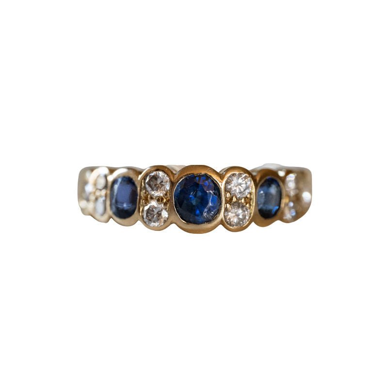 Bague VAN CLEEF & ARPELS en or jaune, diamants et saphirs - Castafiore