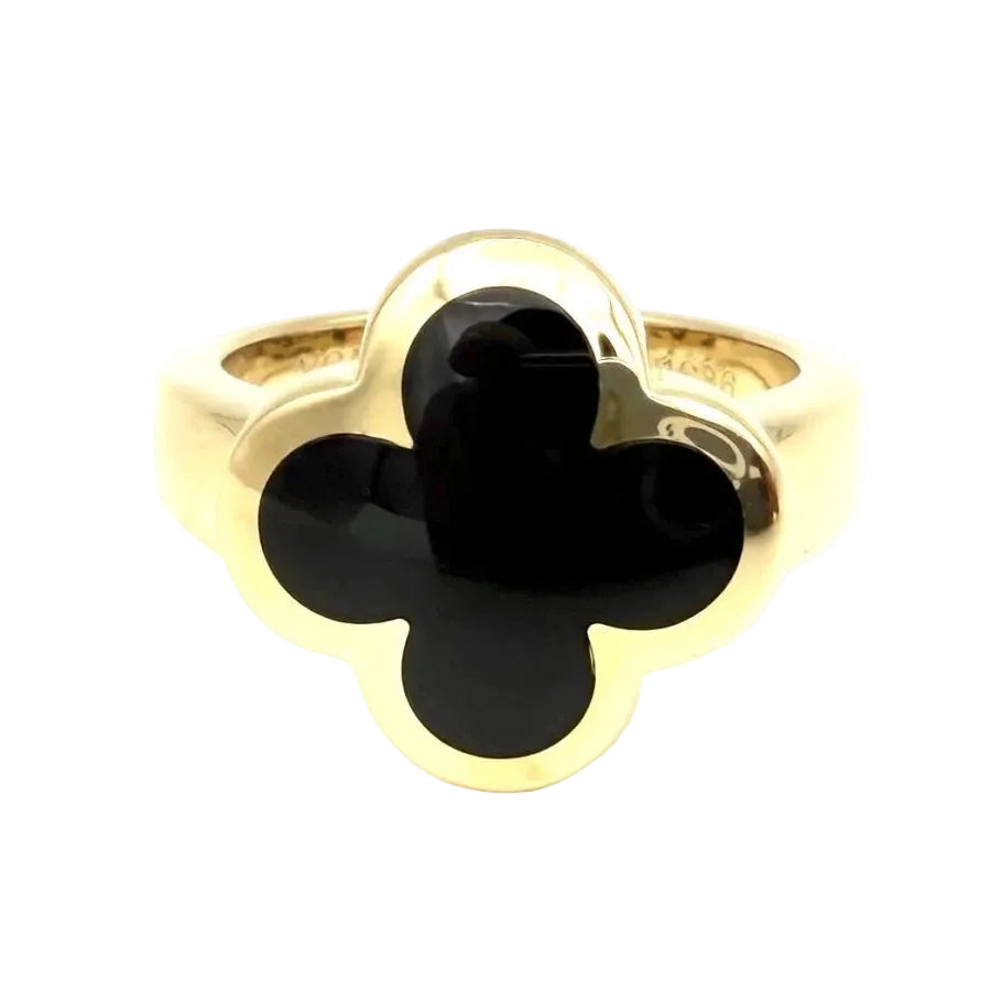Bague VAN CLEEF & ARPELS "Pure Alhambra" en or jaune et onyx - Castafiore