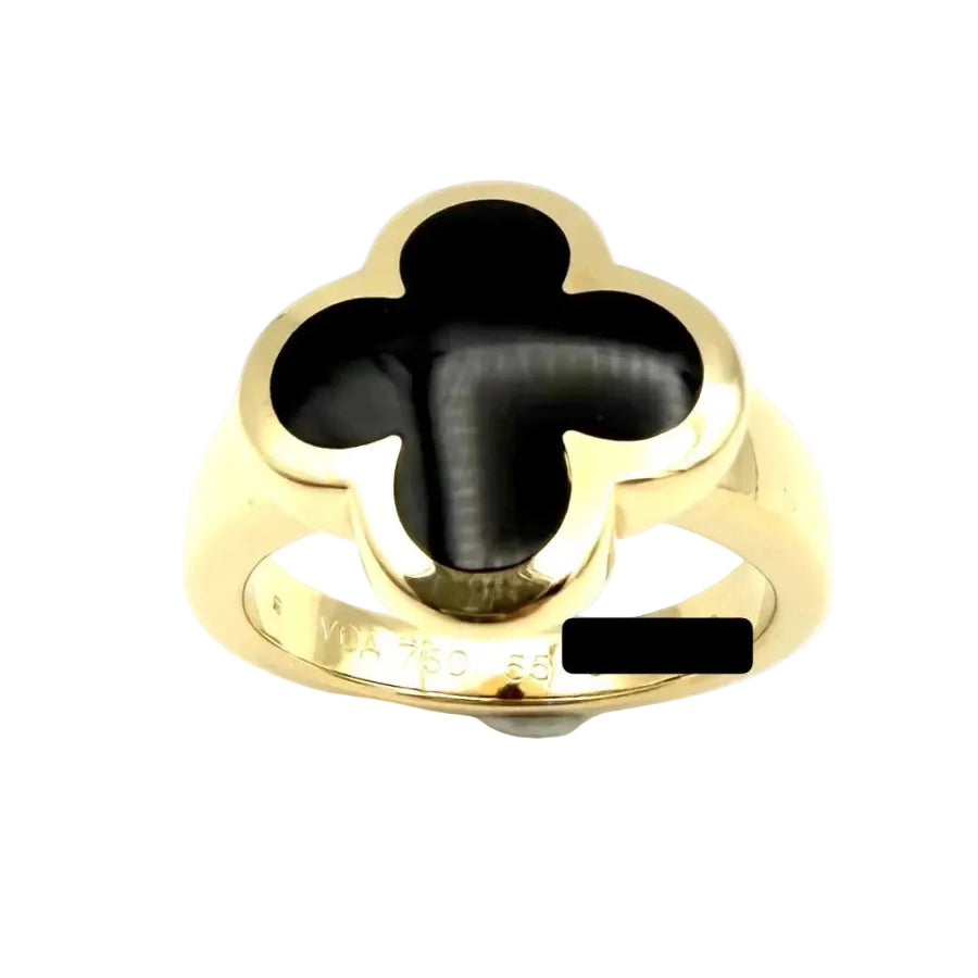 Bague VAN CLEEF & ARPELS "Pure Alhambra" en or jaune et onyx - Castafiore
