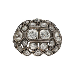Bague vers 1890 en or jaune 18 Cts et argent avec 3,20 Cts de diamants taille ancienne . Taille 56 - Castafiore