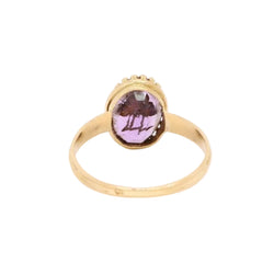 Bague victorienne or jaune améthyste gravée perle - Castafiore