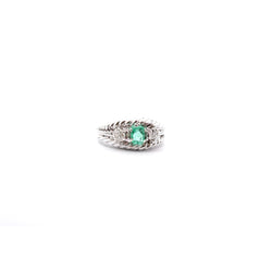 Bague vintage 1950 émeraude et diamants - Castafiore