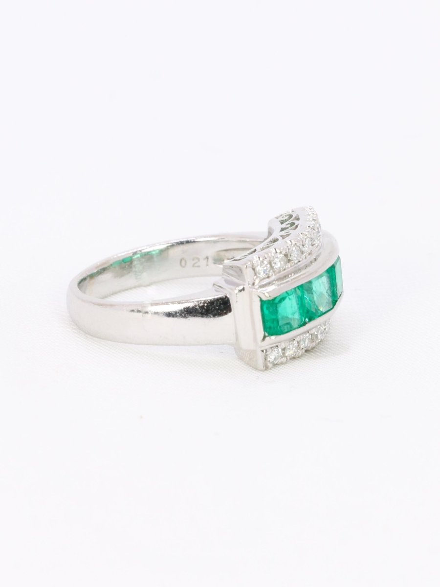 Bague vintage émeraudes diamants - Castafiore