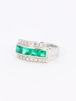 Bague vintage émeraudes diamants - Castafiore
