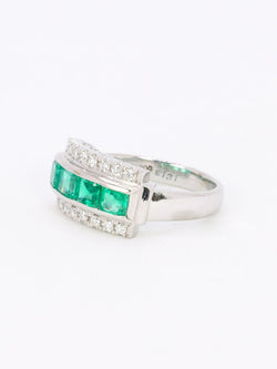 Bague vintage émeraudes diamants - Castafiore